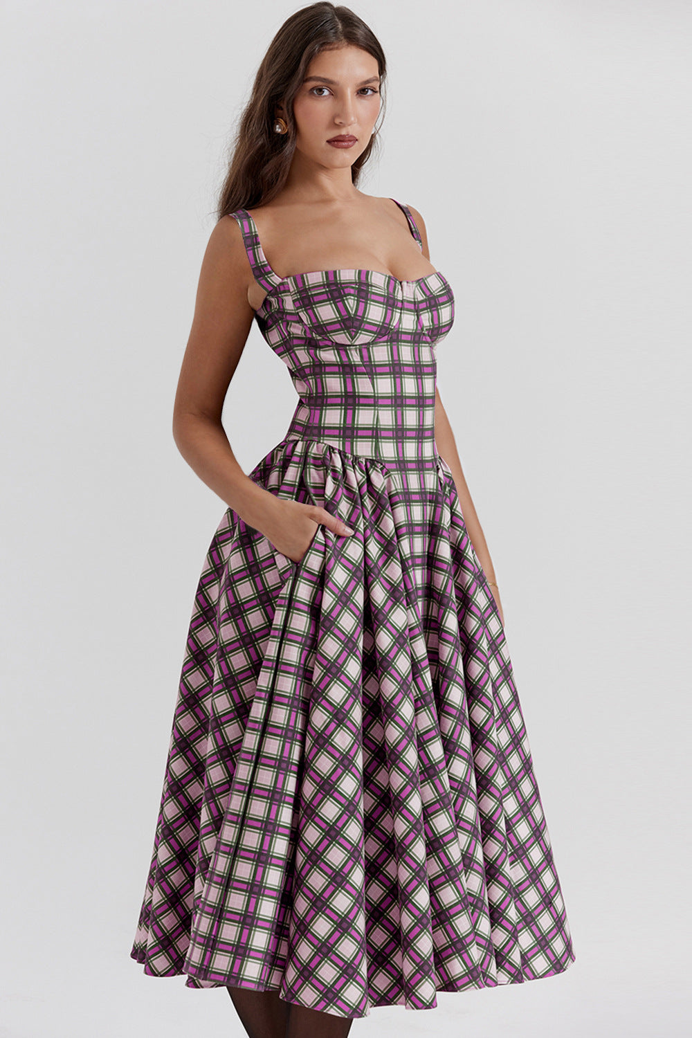 Elegant Spaghetti Strap Flared Dress