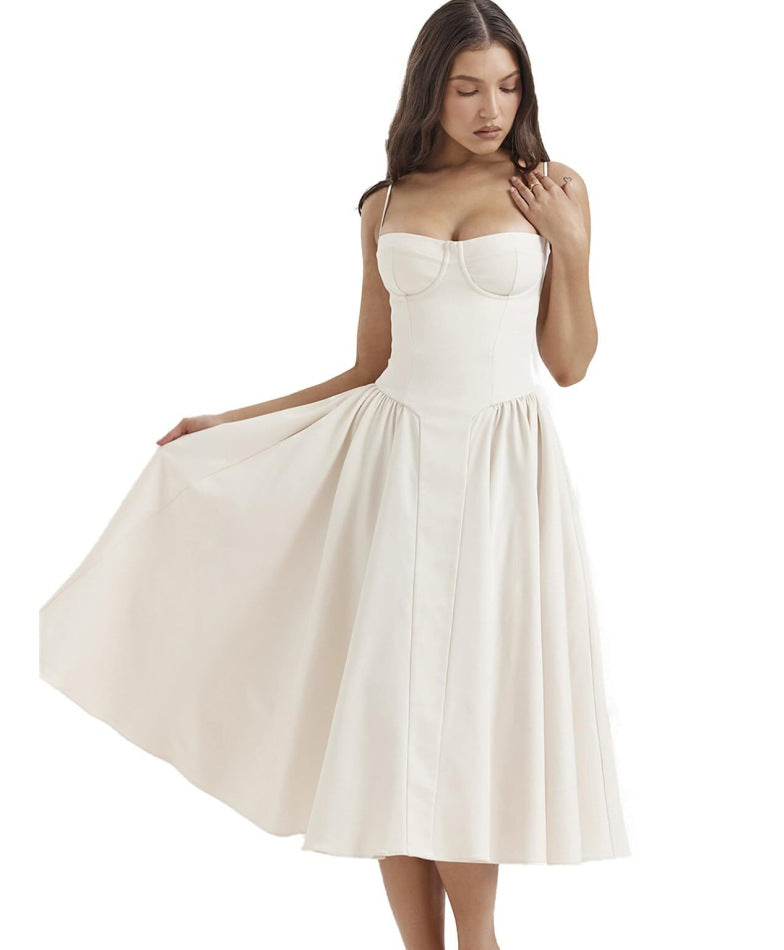 Elegant Spaghetti Strap Flared Dress
