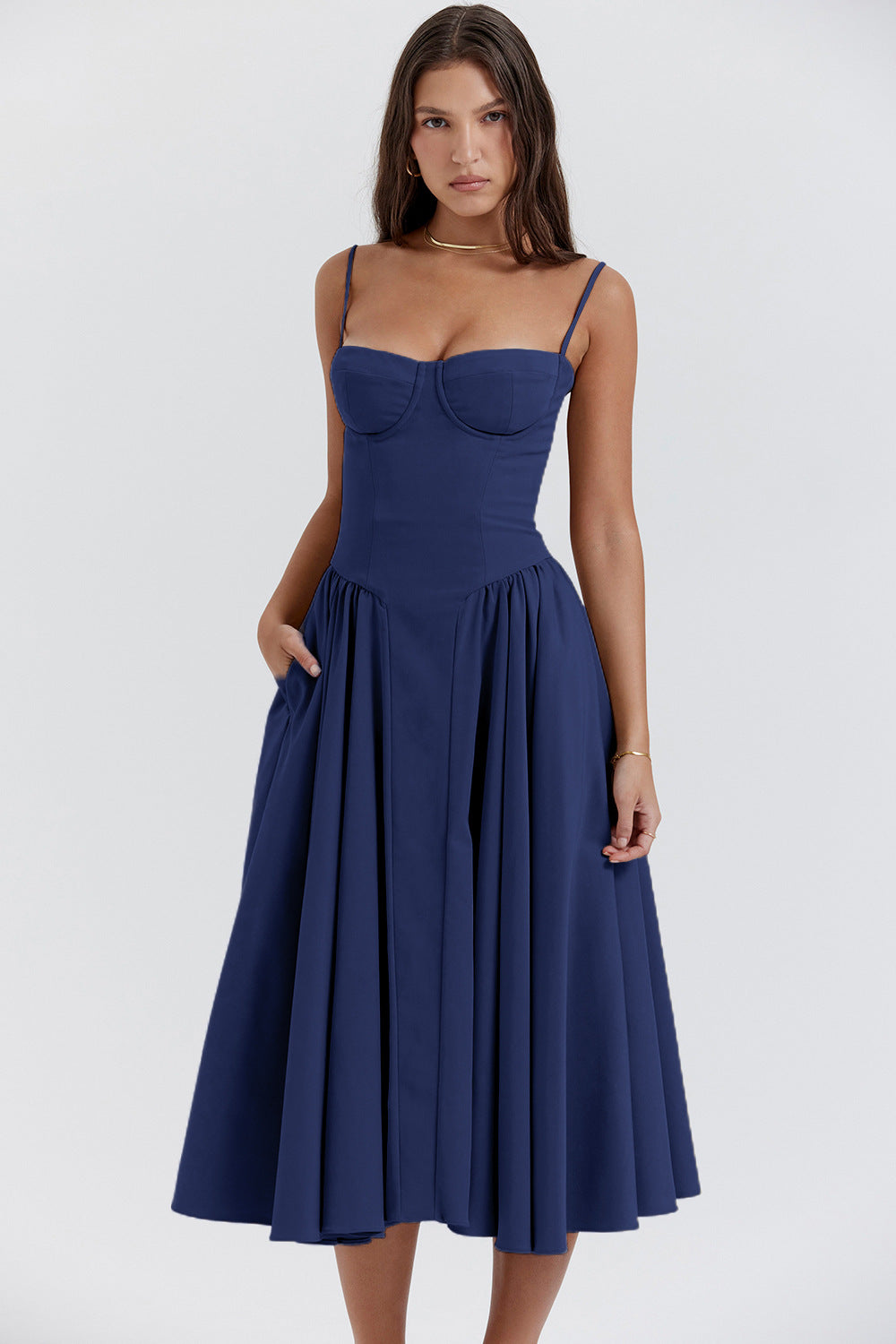 Elegant Spaghetti Strap Flared Dress