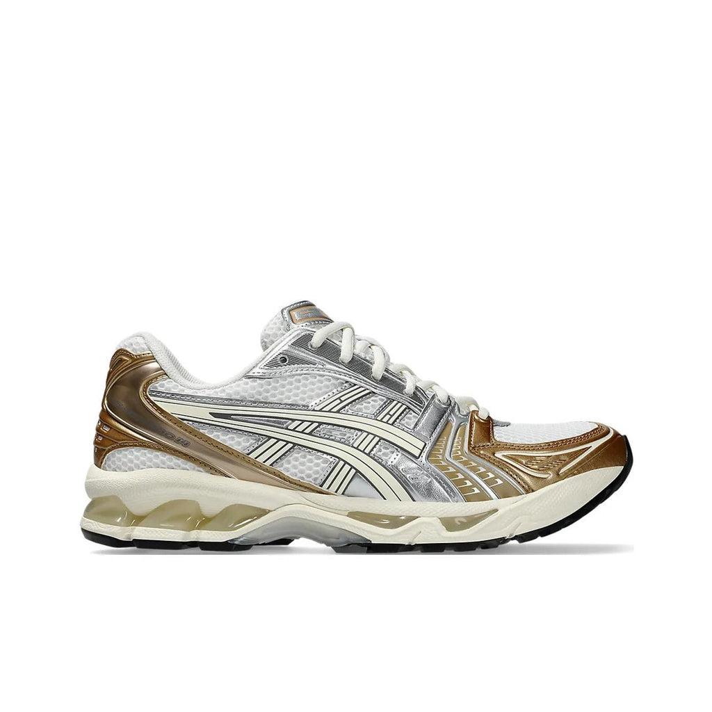 ASICS Gel-Kayano 14 Casual Running Shoe – Unisex Gold/Silver/White