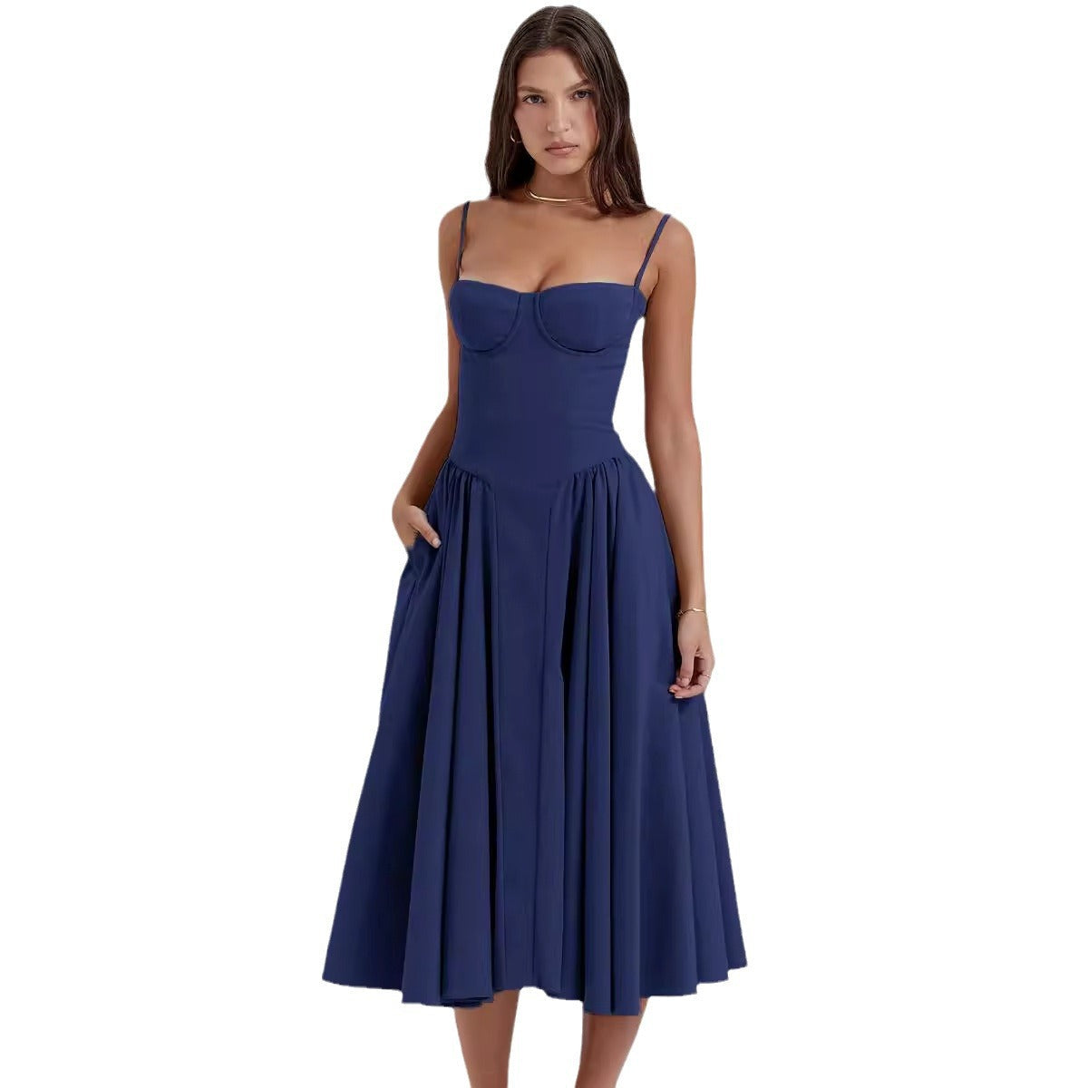 Elegant Spaghetti Strap Flared Dress