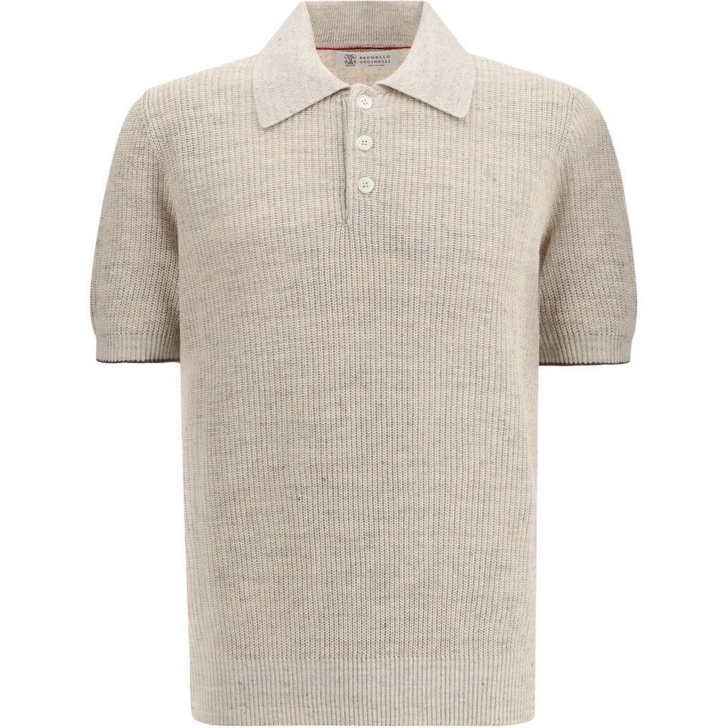 Brunello Cucinelli FW25 Ribbed Knit Collar Cotton Polo Shirt – Men's