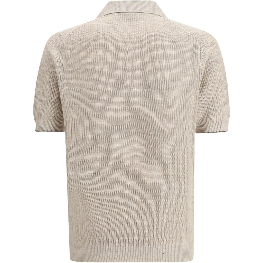 Brunello Cucinelli FW25 Ribbed Knit Collar Cotton Polo Shirt – Men's